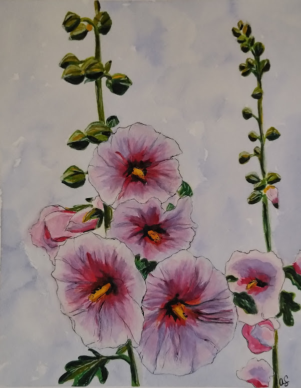 Painting of pink flowers