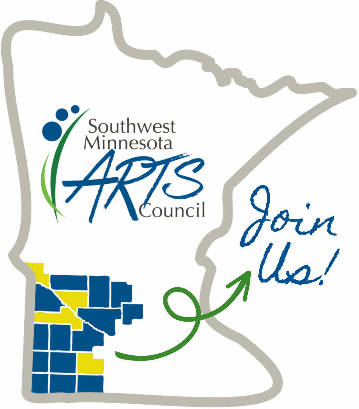Map of MN with SMAC counties outlined. The 3 that have open board positions are in highlighted yellow