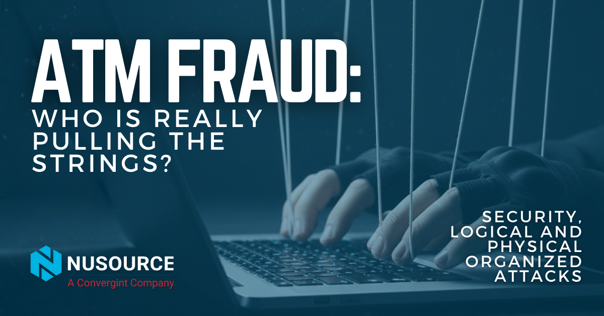 ATM Fraud: Who is really pulling the strings? Copy with hands being controlled by string typing on a laptop