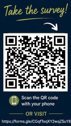 Graphic inviting residents to take the Napa County insurance survey, with a QR code for accessing the survey.