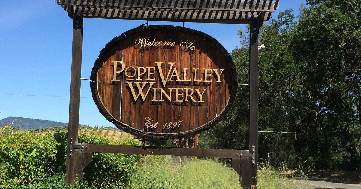 Wooden sign reading “Pope Valley Winery” beside vineyards in Pope Valley. This image accompanies the newsletter’s “Something Tried & True” feature on the historic winery.
