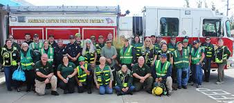 Napa County CERT team posing in front of fire engine