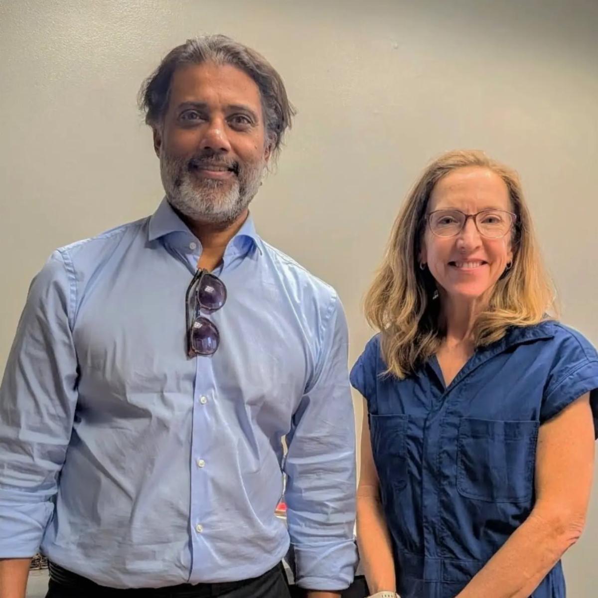 Supervisor Anne Cottrell standing with Canadian Consul General Rana Sarkar during a discussion about Napa agriculture and trade.