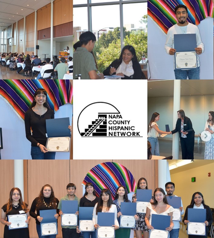 collage of photos of scholarship winners from past Napa County Hispanic Network presentation ceremonies