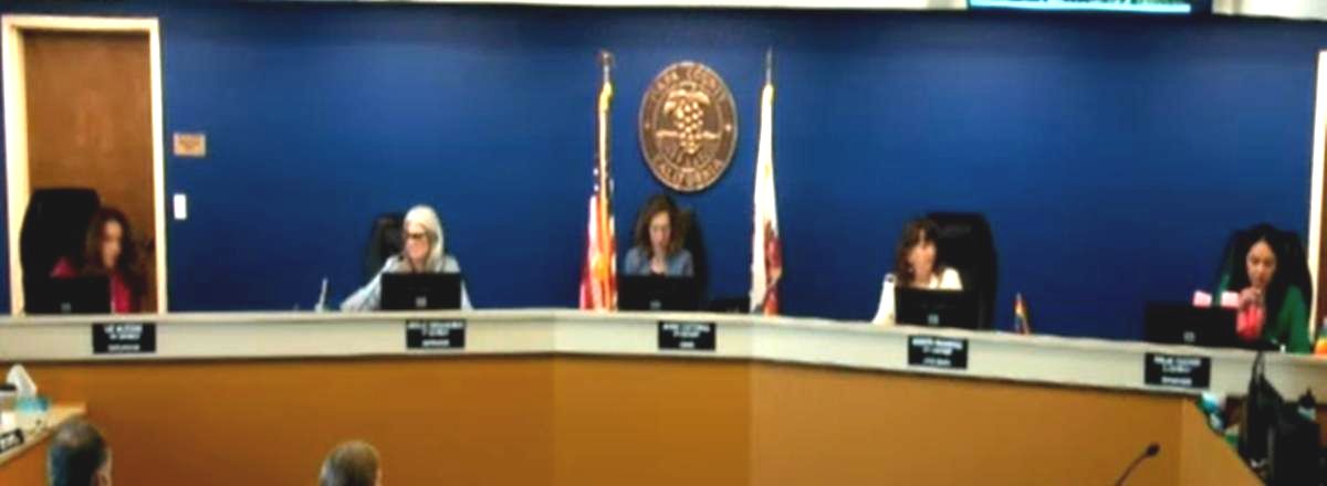 Napa County Supervisors seated at dais in the Board Chambers.