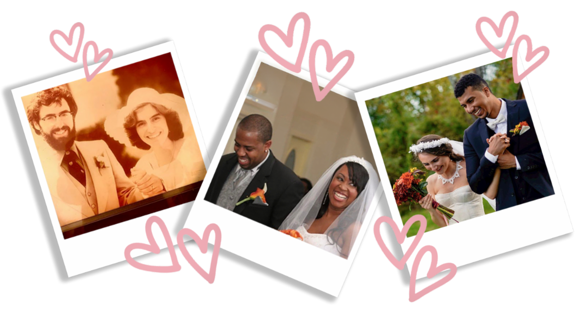 Hearts and photos of married alums