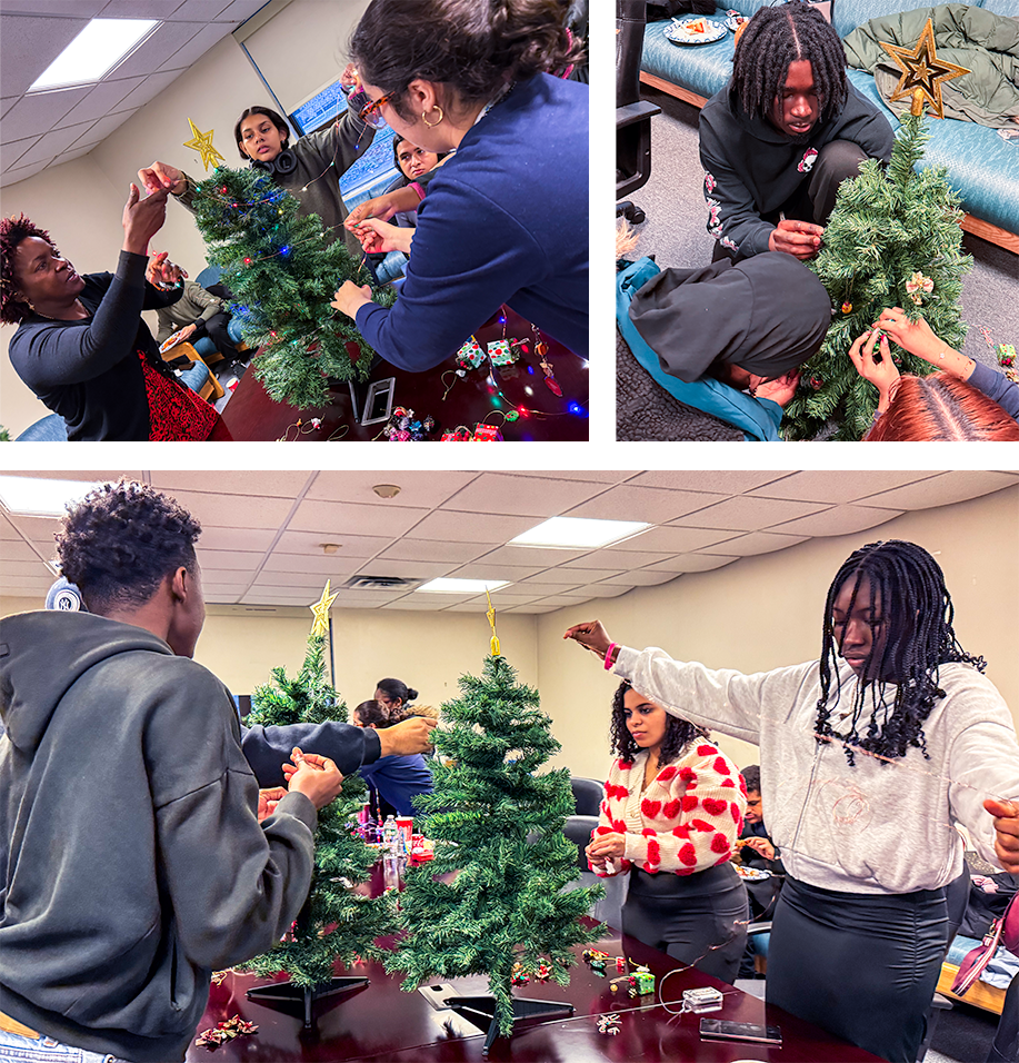 Decorating a christmas tree