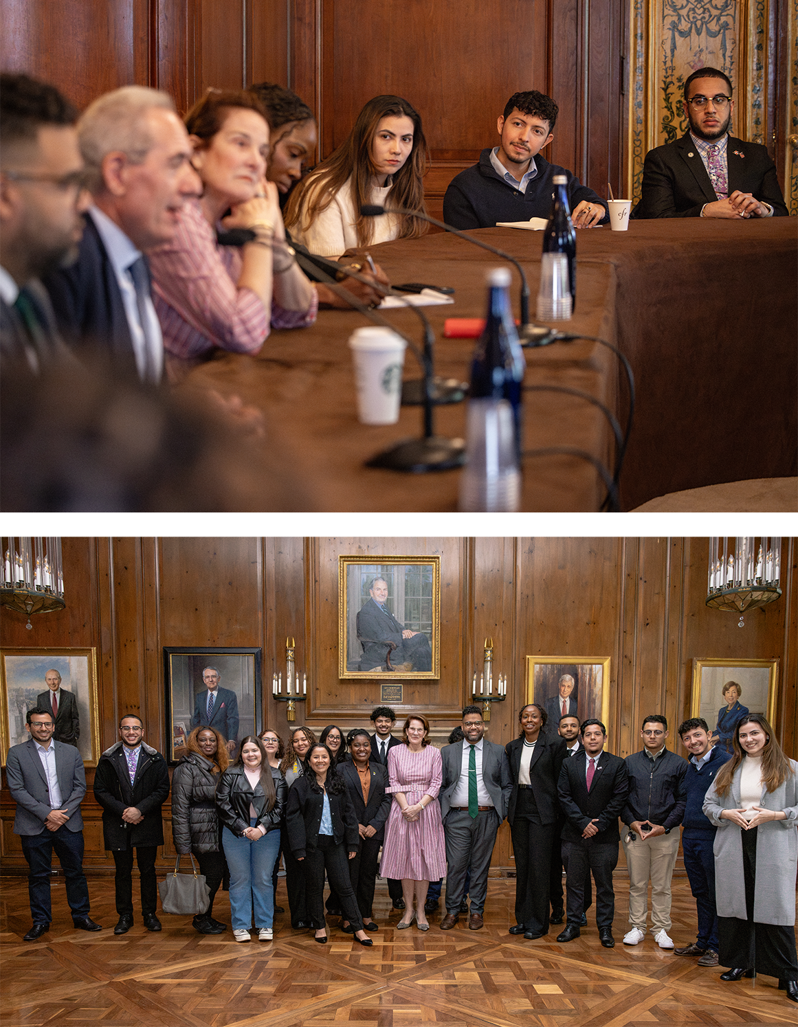 Collage of students meeting with the ambassador