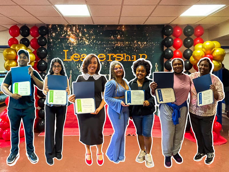 Composite of Lehman's Student Leaders with certificates