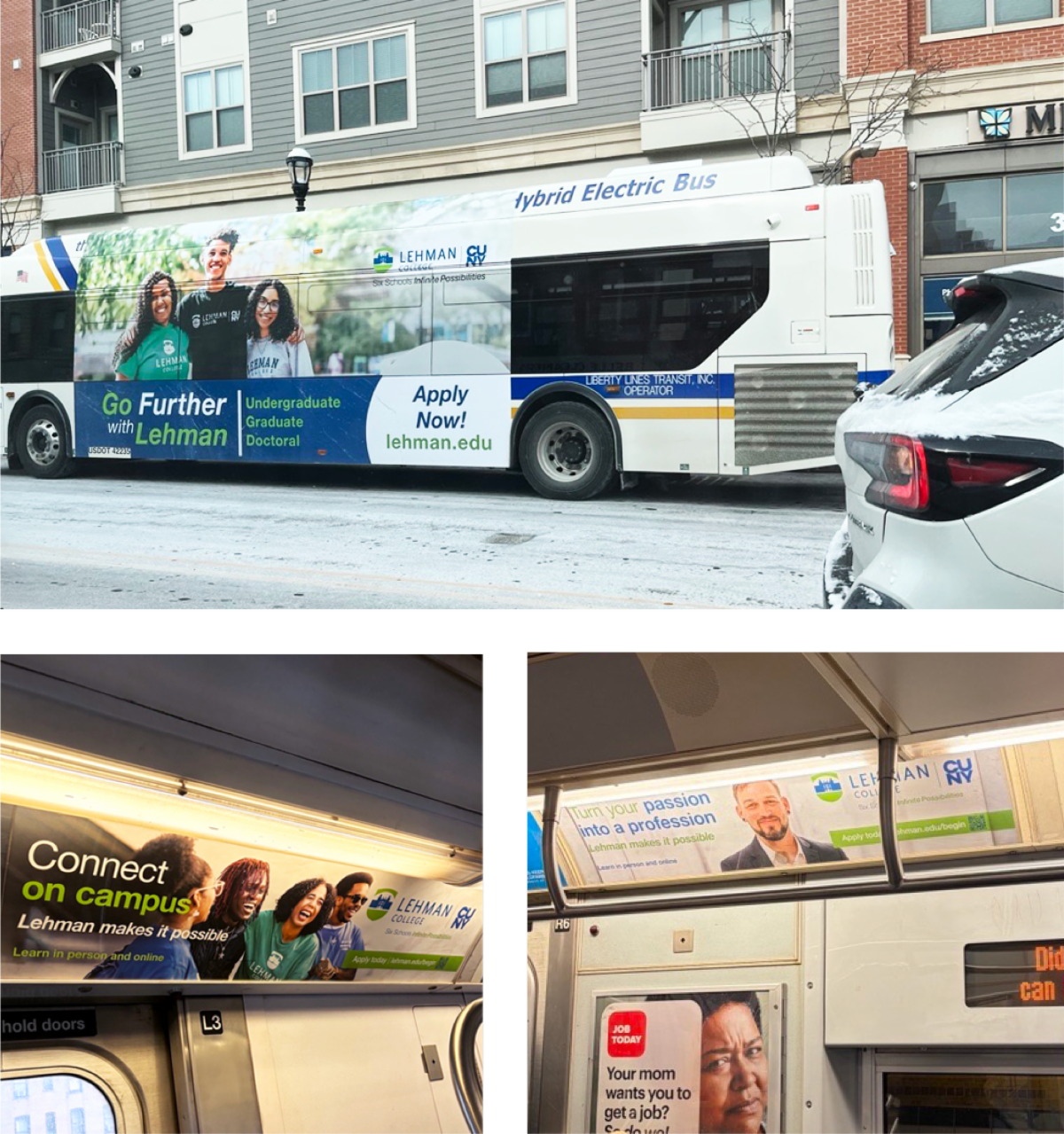 collage of public transit ads
