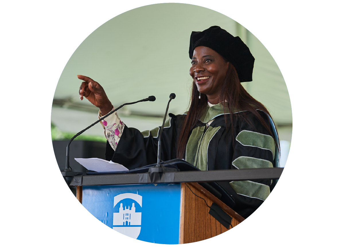 Sandra Lindsay at microphone