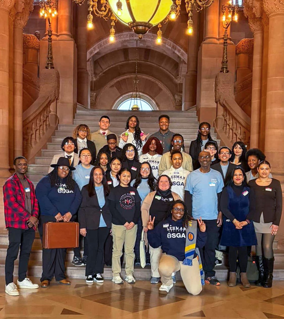 Group photo on the steps in albany