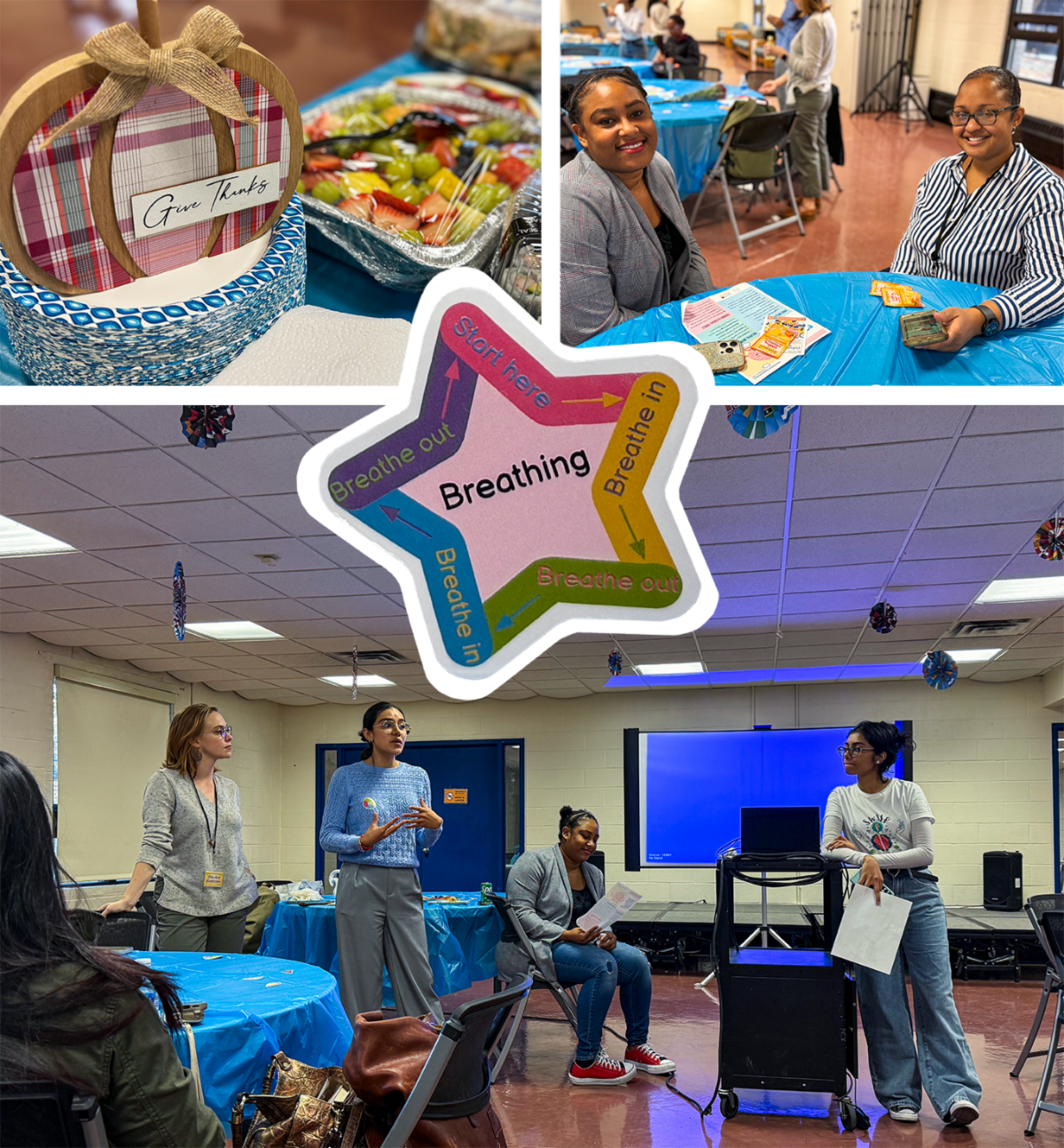 Collage of event photos with Star showing breaths