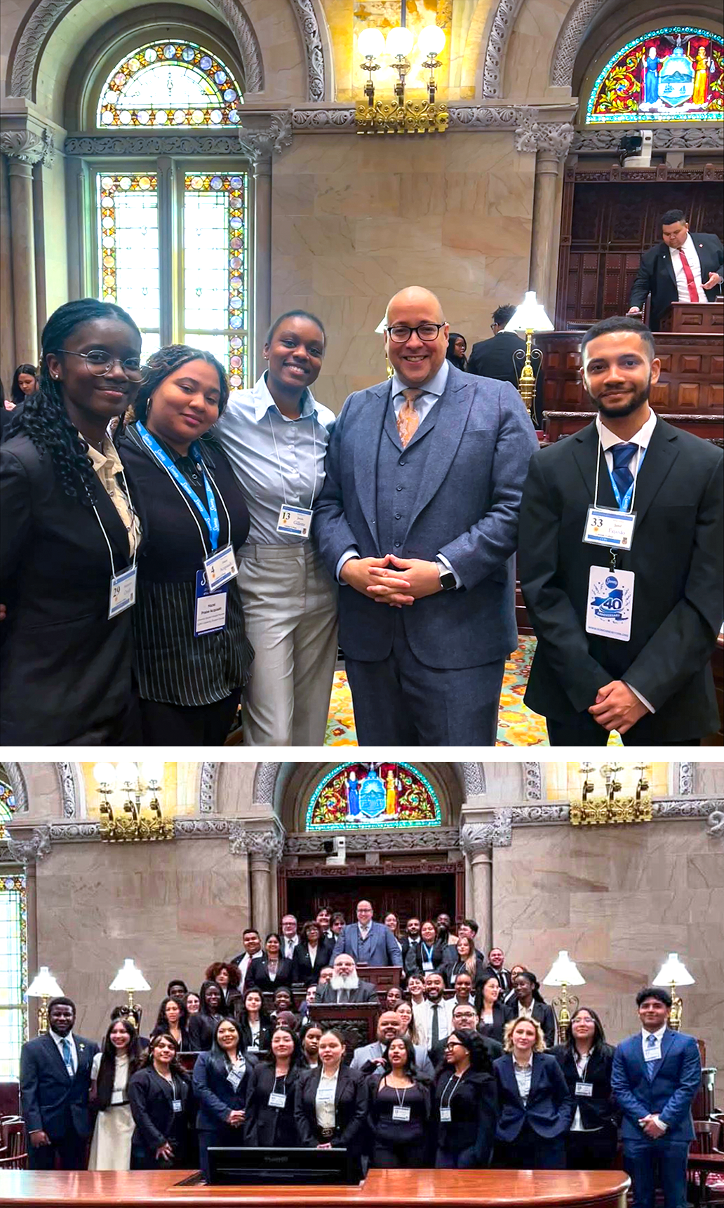 Collage of Lehman's Students with Senator Rivera 