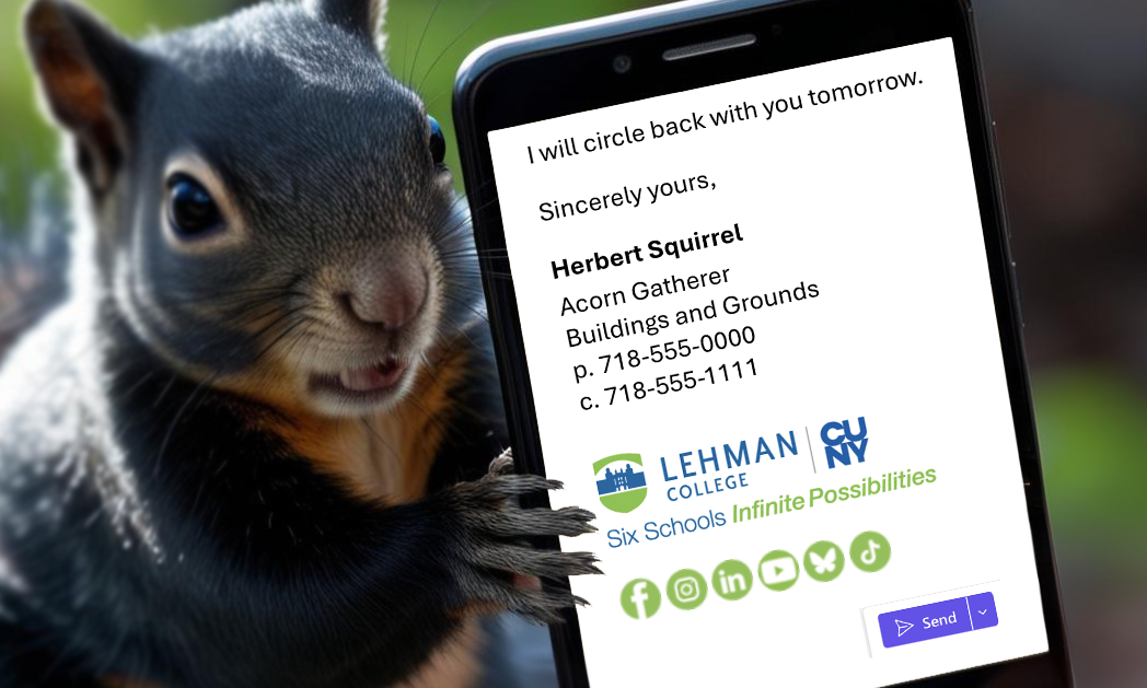 Squirrel holding phone.