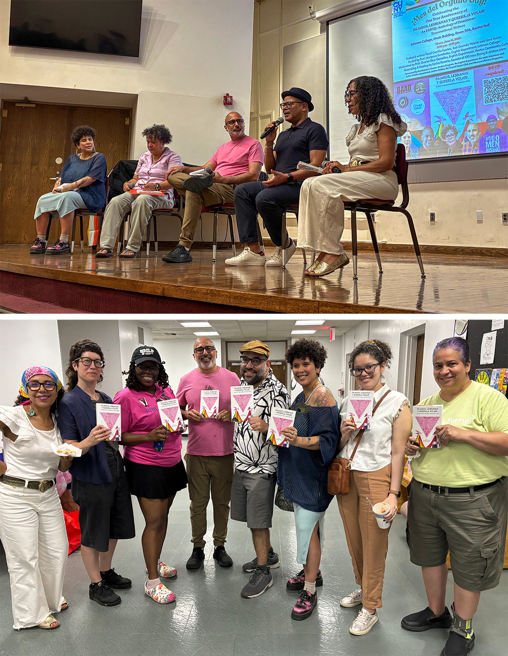A collage of Lehman's Women & Gender Studies Program, English department, Latinos Unidos, and the Crystal Queer Club Lehman's Women & Gender Studies Program, English department, Latinos Unidos, and the Crystal Queer ClubLehman's Women & Gender Studies Program, English department, Latinos Unidos, and the Crystal Queer Club participating in a literary event.