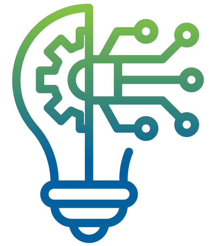 Icon of lightbulb with tech