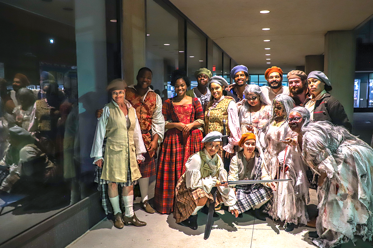 Image of the cast of  Lehman Stages BronxShakes production of Macbeth 