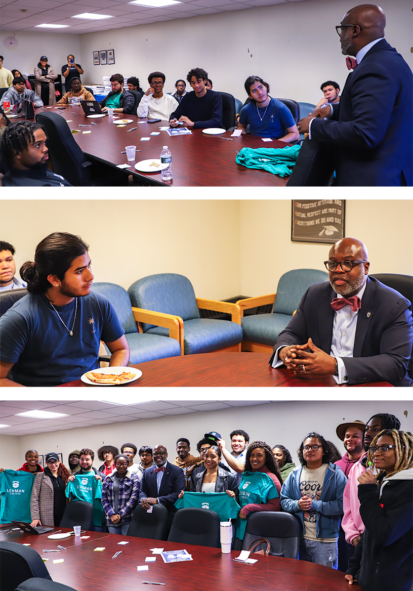 Collage of event photos including students with shirts
