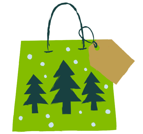 Cute Holiday Shopping Bag Gift Bag with Trees Design