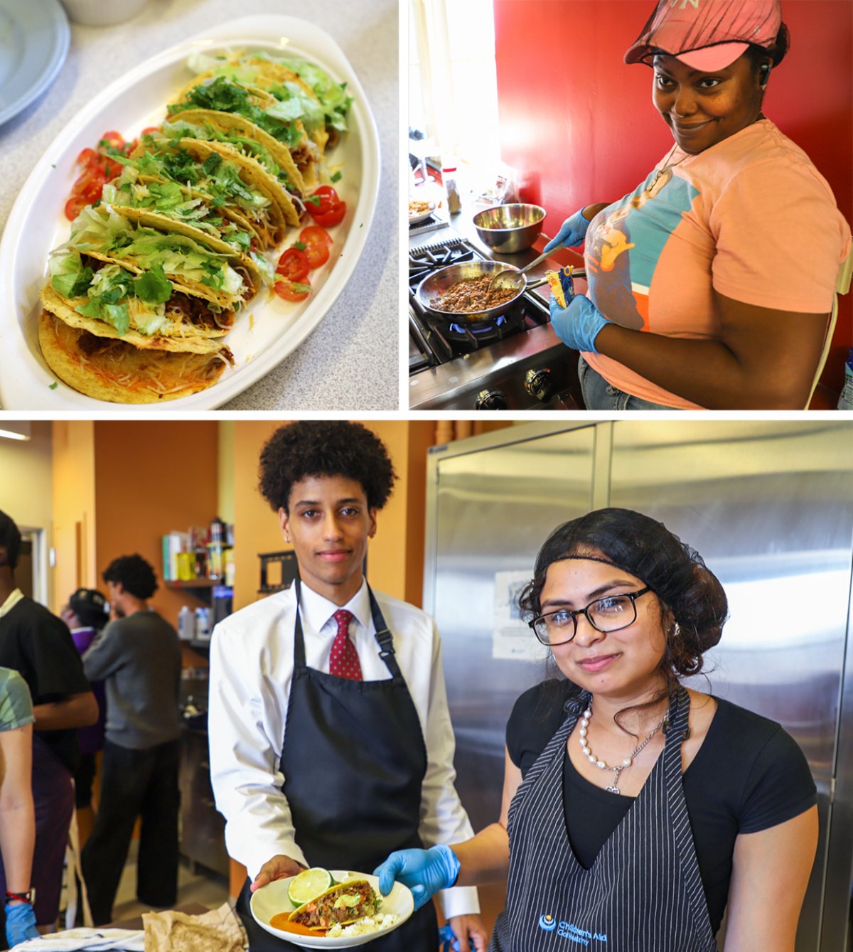 Lehman Students cooking in the kitchen