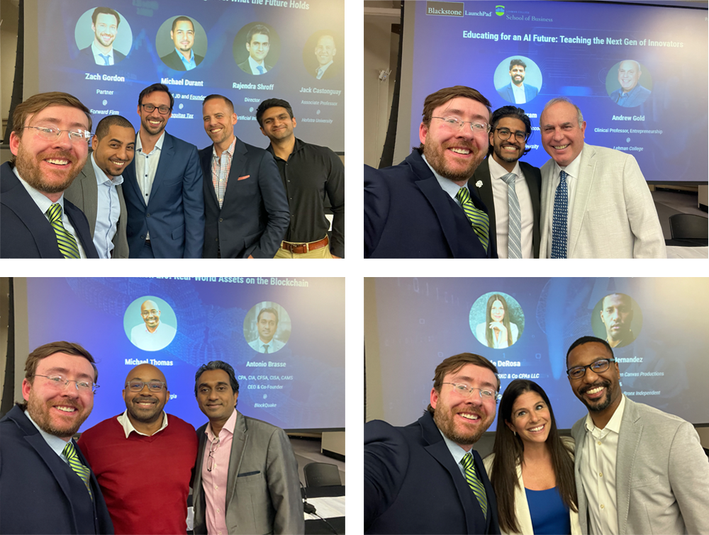 four selfies with speakers and professor Stein Smith