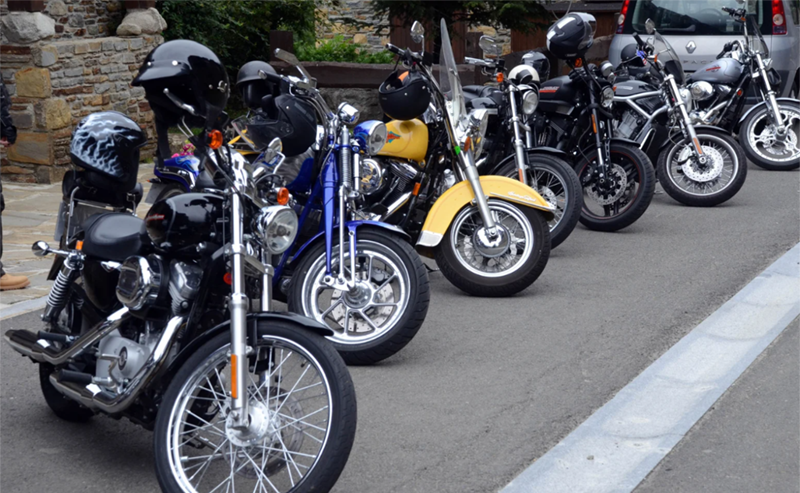 Stock photo of a row of motorcycles