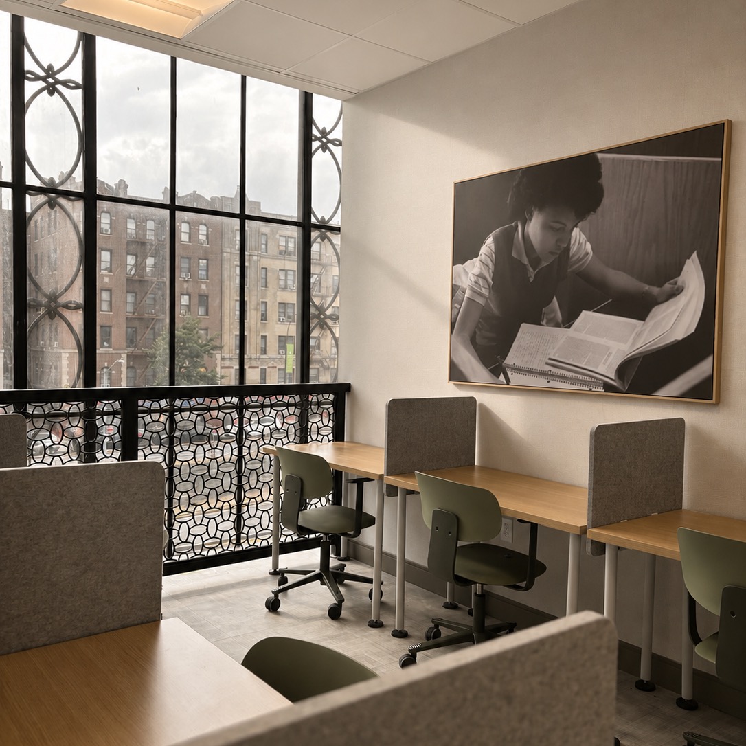 Photo of a serene study lounge overlooking the Grand Concourse