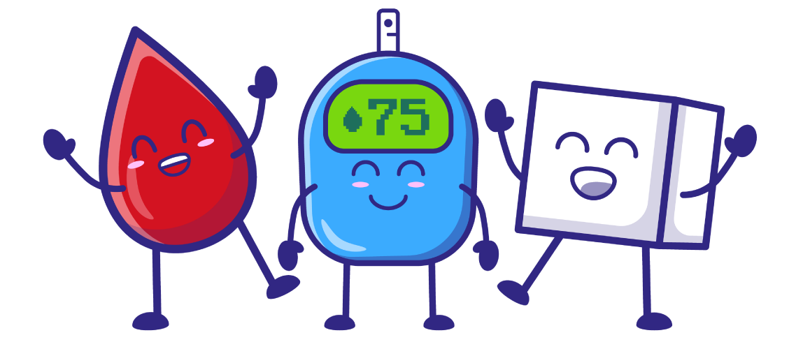 Cute Cartoon of Blood, Monitor, and Sugar Cuge - so happy together