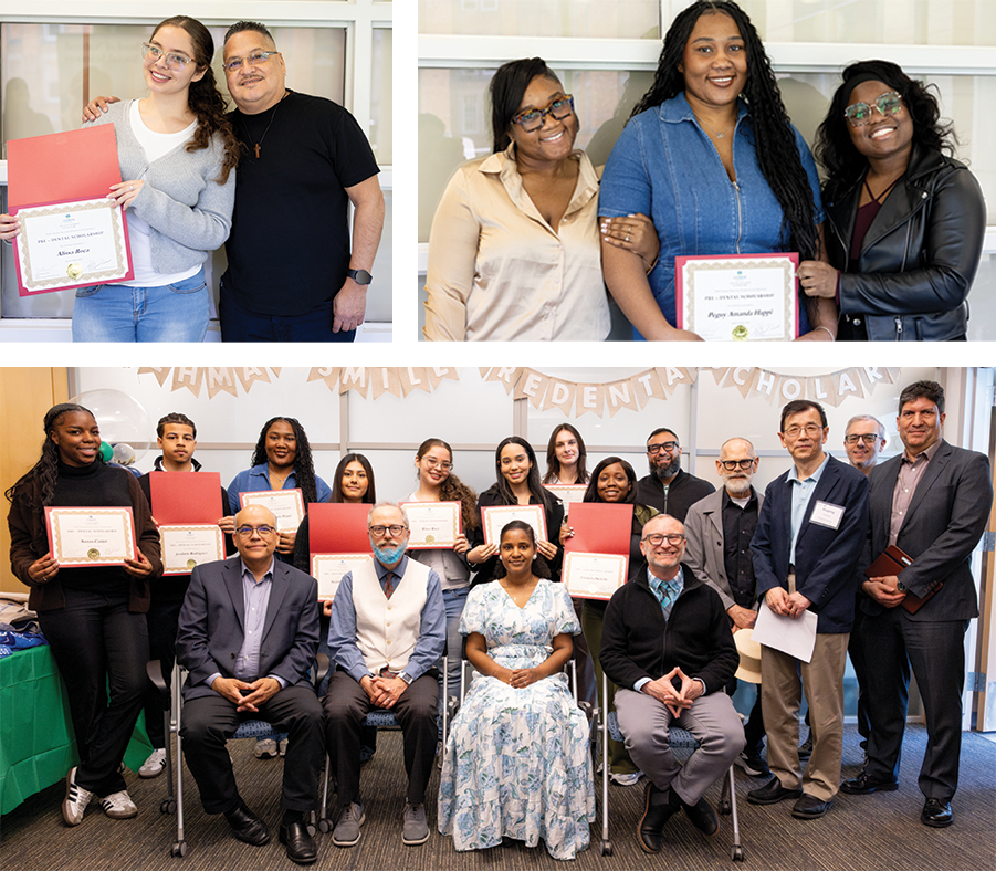 Pre-dental students hold certificates