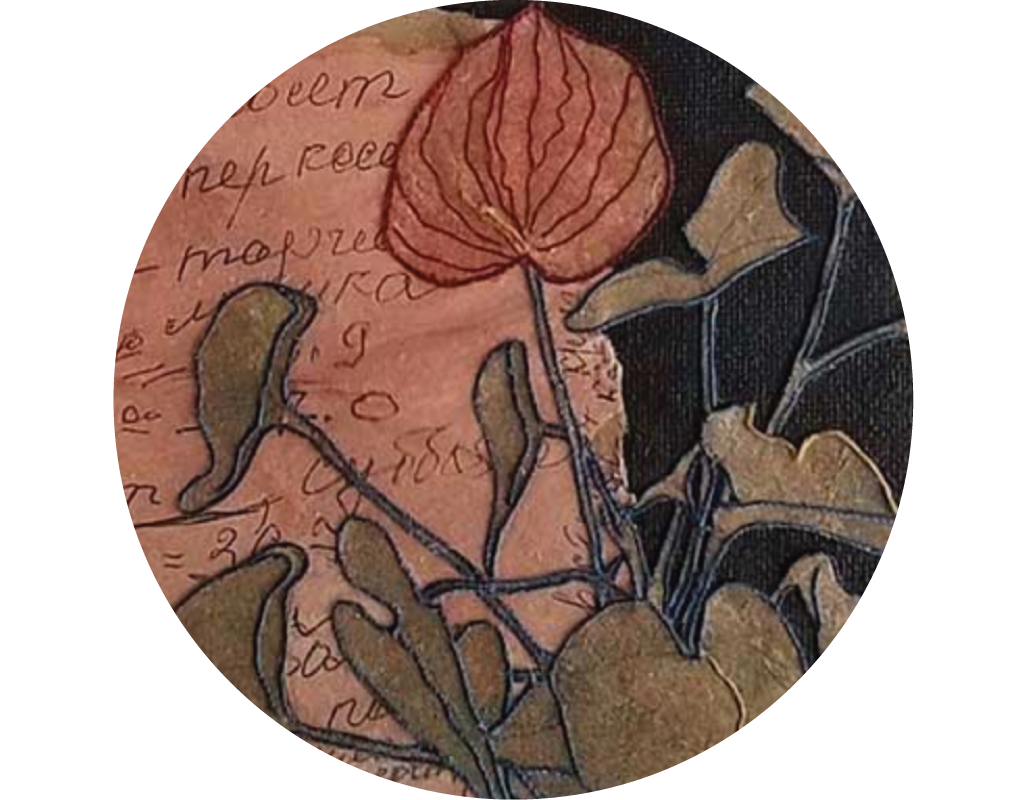 Flower in artwork closeup