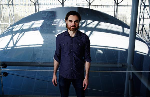 Portrait photo in open space with airplane shadows