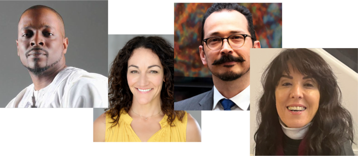 Photo collage of four of Lehman's professors 