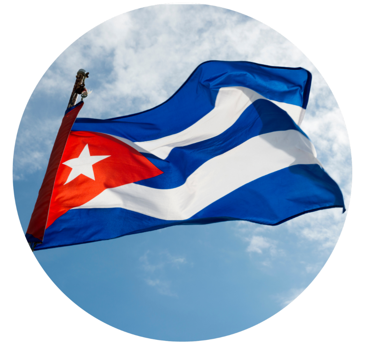 Cuban flag blowing in the wind