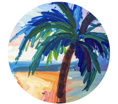 Watercolor palm tree