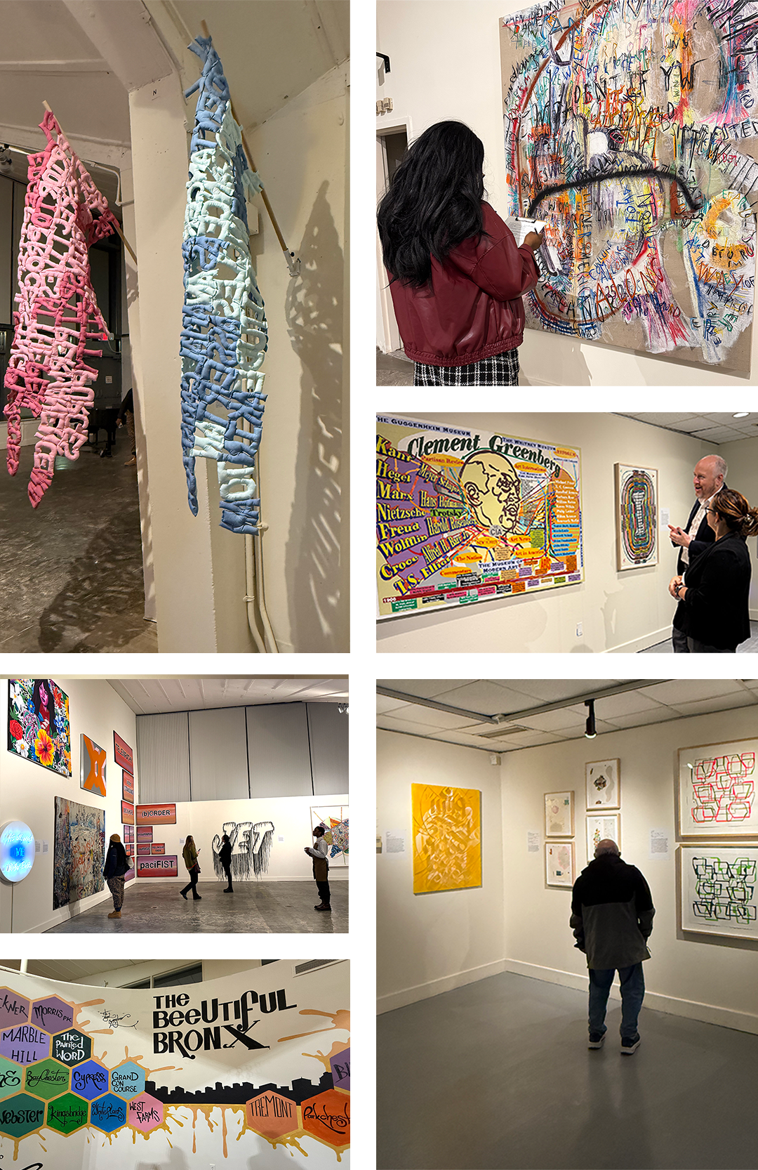 Collage of people looking at gallery