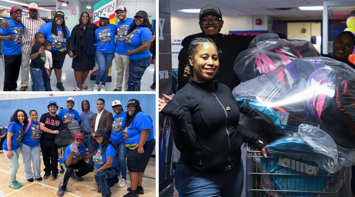 Urban Unity and Lehman backpack distribution collage