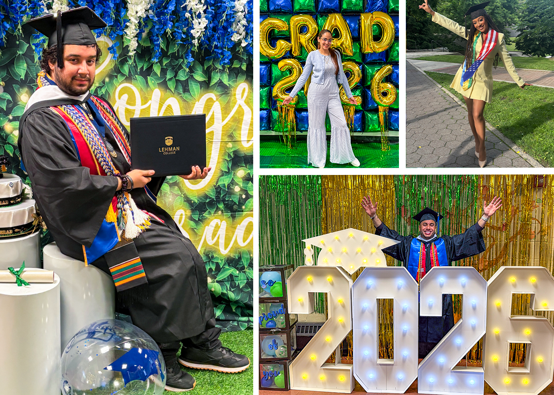 College of photos of graduates posing with Class of 2026 memoribilia