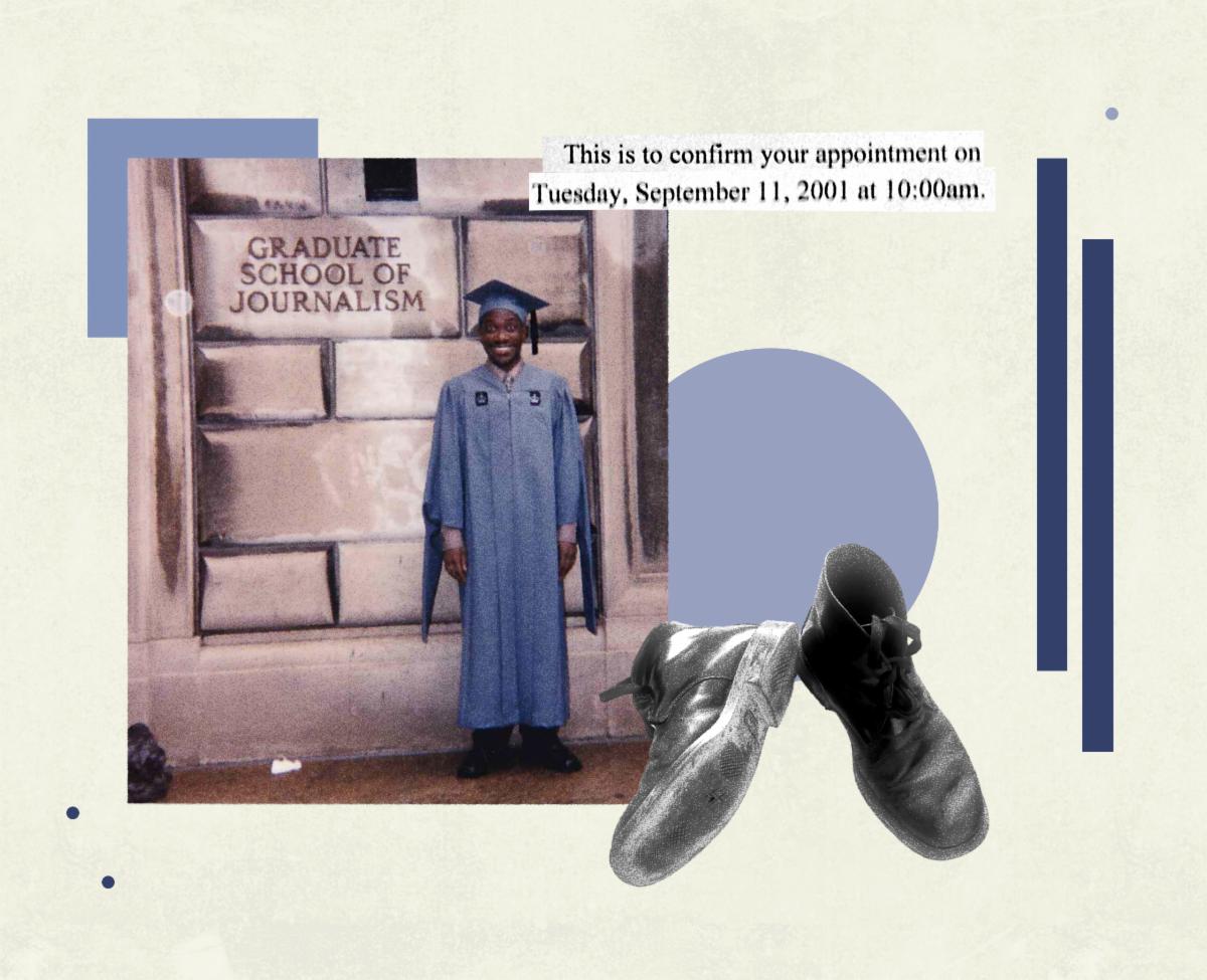 Collage showing Prof Boston, a door, and shoes
