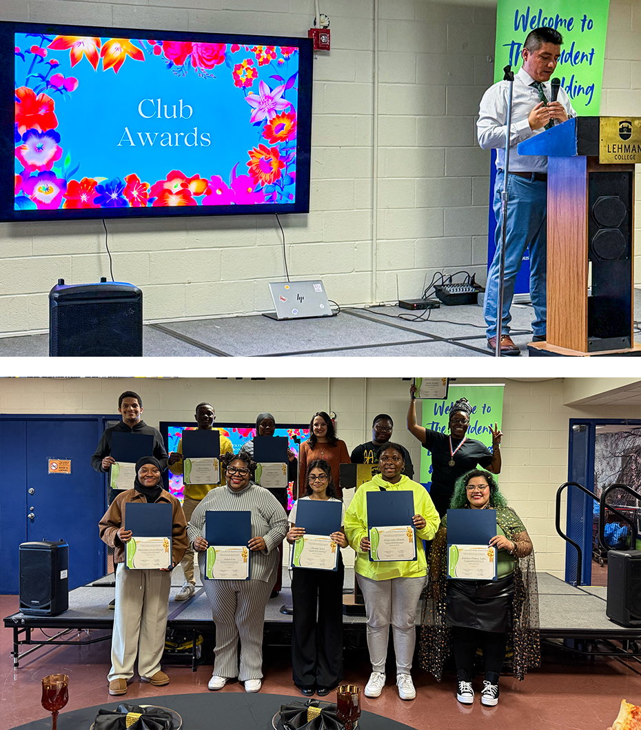 Students holding club award certificates
