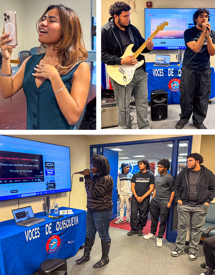 Collage of singing Karaoke