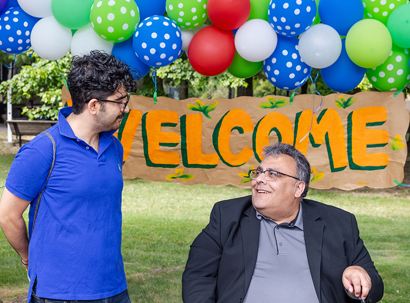 President with student