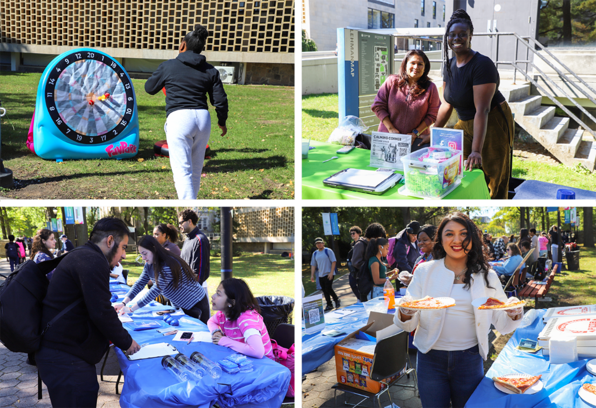 Photo collage of attendees at Lehman's World Mental Health Day Festival and Resource Fair
