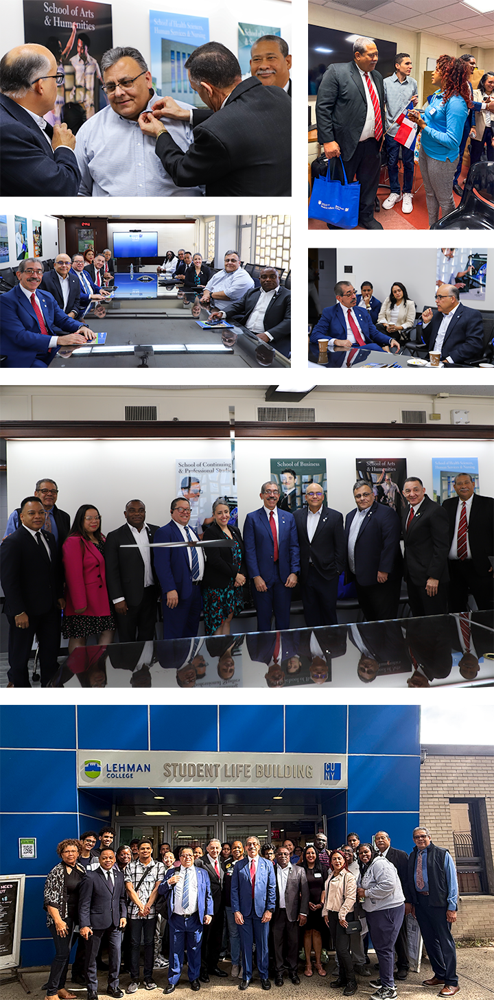 Photo collage of Lehman College and Universidad Autónoma de Santo Domingo officials strengthened ties