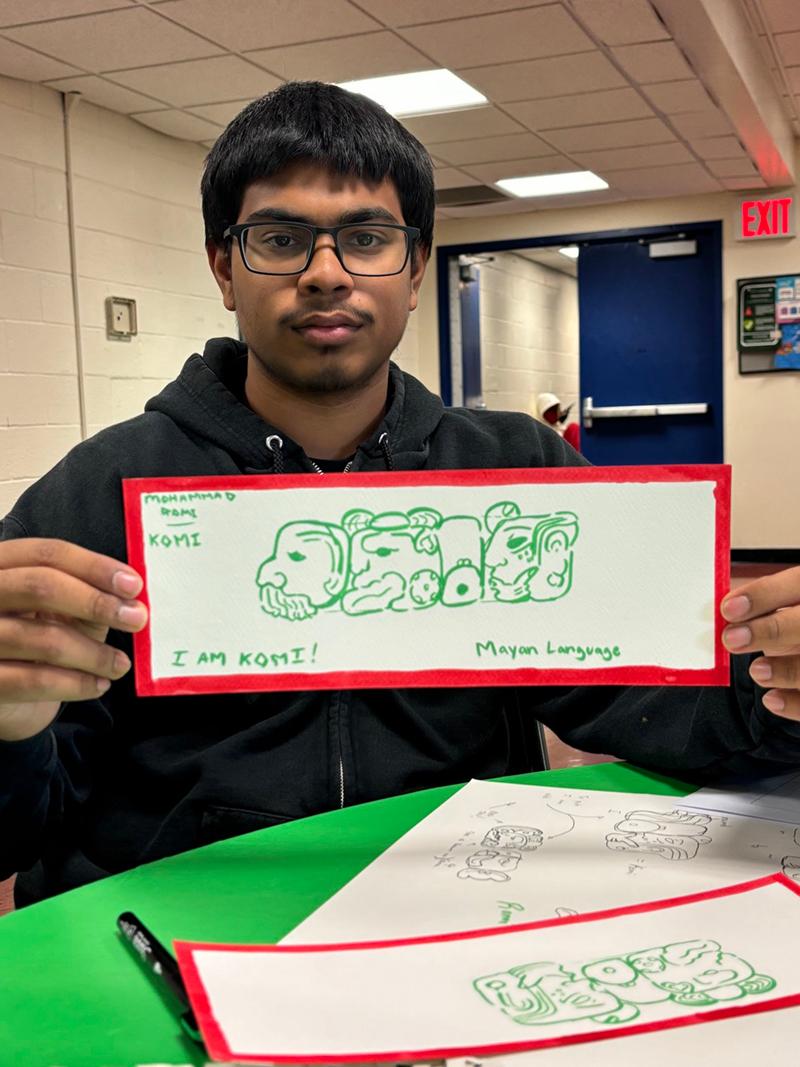 Student with name in mayan