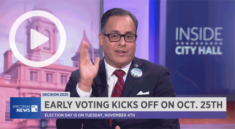 Vide cover image for Ismael Malavé Pérez 95 Economics alumni discussing his candidacy for city comptroller on NY1