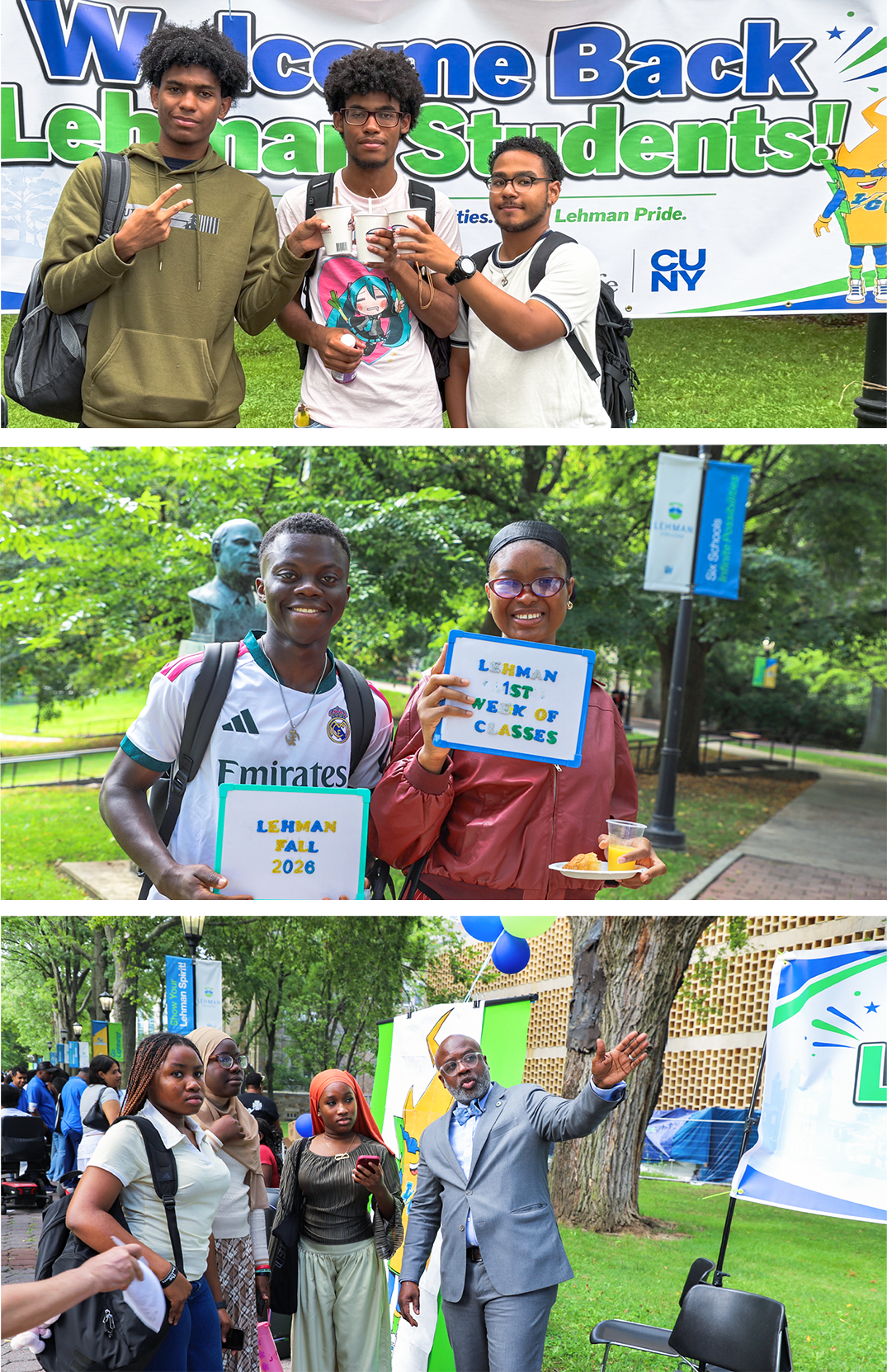 Collage of welcome back photos on the College Walk