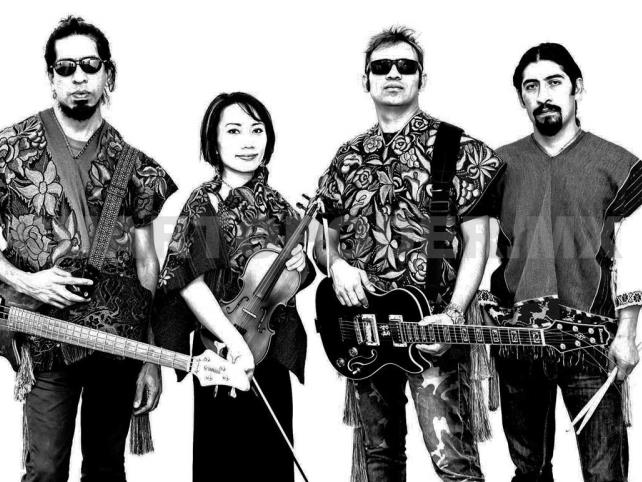 black and white band illustration