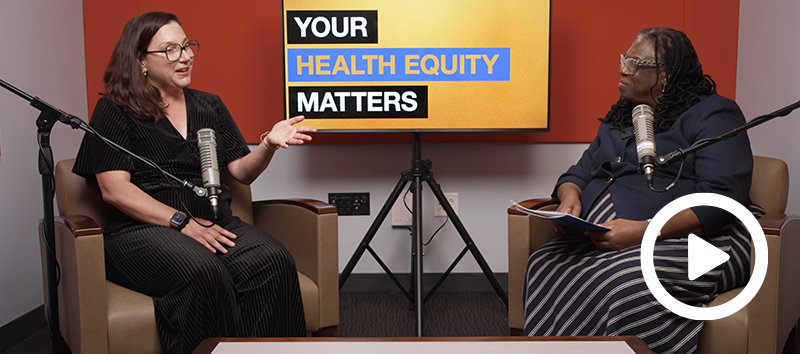 Clickable video still showing the podcast conversation with a bright yellow screen