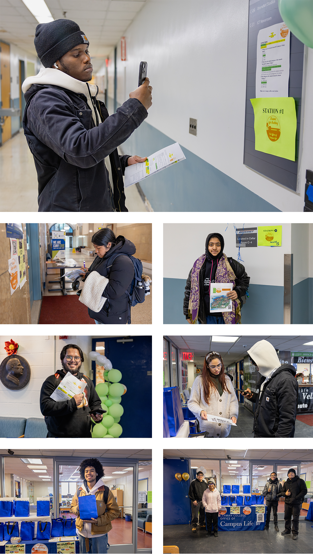 Collage of students in different buildings 